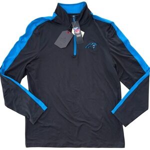 Carolina Panthers Quarter Zip Long Sleeve Pullover Black Blue Mens Size S NWT